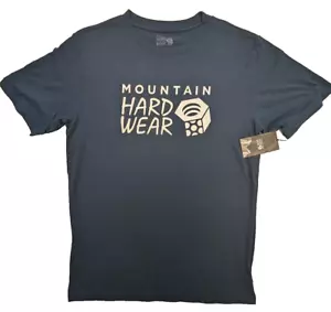 Mountain Hardwear T-Shirt Mens Medium Blue SS Cotton Blend Logos - Picture 1 of 9