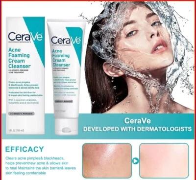 Cerave Acne Foaming Cream Face Cleanser 4% Benzoyl Peroxide -Fast Dispatch