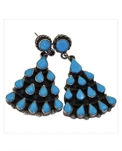 Renaissance Bernice Goodspeed Taxco Mexico Sterling Silver Turquoise Earrings - Picture 1 of 5