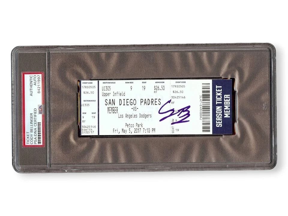 Cody Bellinger Signed Autographed Ticket Dodgers 2 HR Game PSA Slabbed - Image 1 of 1