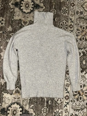 White House Black Market Heather Gray Turtleneck V-Neck Sweater Soft Knit Cozy - Image 1 of 3