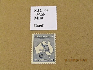 AUSTRALIA SG 4 KANGAROO 2.1/2d INDIGO M/MINT ISLAND FLAW RH OF ROOS TAIL - Picture 1 of 2