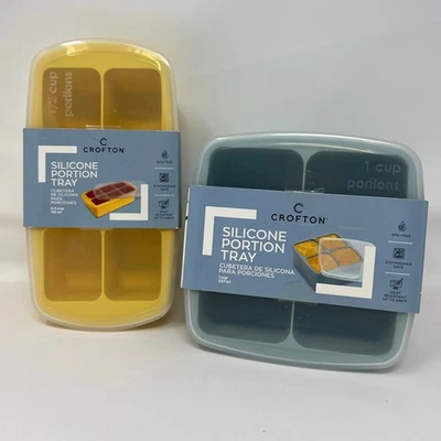 Crofton Silicone Portion Trays with Lids Set of 2 New Collapsible - Image 1 of 4