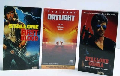 Stallone VHS First Blood, Daylight & Cobra Sylvester Stallone Movie Lot TESTED  - Image 1 of 4