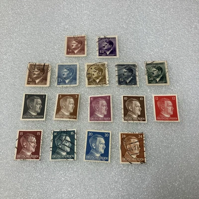 12 USED & 4MNH WWII Hitler/3rd Reich Stamps Set 1937-1945. $1 Ships. NICE SET! - Image 1 of 4