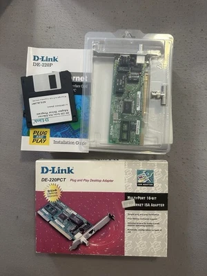 D-Link DE-220PCT ISA Ethernet Adapter 16-Bit, OVP komplett Vintage - Bild 1 von 4