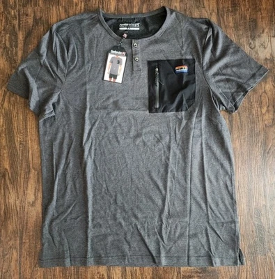 Camisa Avalanche Para Hombres 2 Botones Henley Camiseta Parche en el Pecho Manga Corta Gris XL Foto 1 de 4