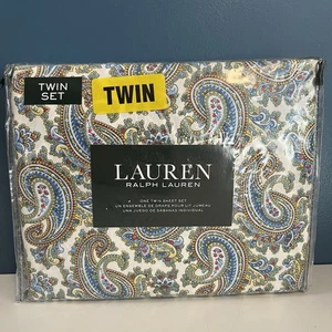 Lauren Ralph Lauren Royal Paisley Sheet Set TWIN 100% Cotton Multicolor NEW *HTF - Picture 1 of 10