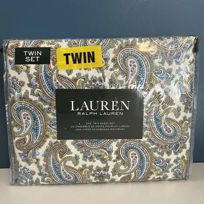 Lauren Ralph Lauren Royal Paisley Sheet Set TWIN 100% Cotton Multicolor NEW *HTF - Image 1 of 4