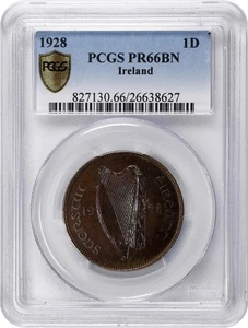 IRLAND , PROOF PENNY ( 1D ) 1928 - PCGS PR 66 BN - TOP POP , RAREL - Bild 1 von 3