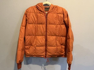Chaqueta acolchada con capucha y cremallera plumón de ganso EDDIE BAUER de colección para hombre/mujer M/L - Imagen 1 de 8