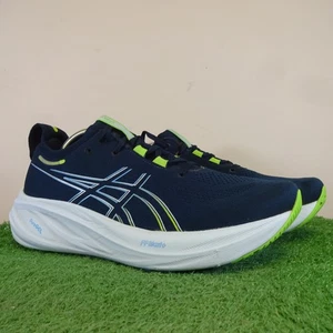 ASICS Trainers Size 9.5 Men's French Blue Lime Pure Gel-Nimbus 26 Running Shoes - Picture 1 of 12