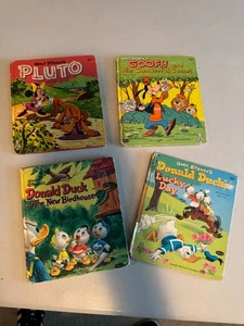 Walt Disney Tell A Tale Books Vintage lot of 4 Goofy Donald Pluto as is - Picture 1 of 11