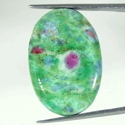 27.70Cts Natural Ruby In Fuchsite Oval Cabochon Loose Gemstone 19x27x5mm - Image 1 of 4