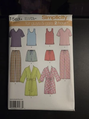 US1563A Easy to Sew Teen's, Men's and Women's Pajama Sewing Pattern XS-XL - Image 1 of 3