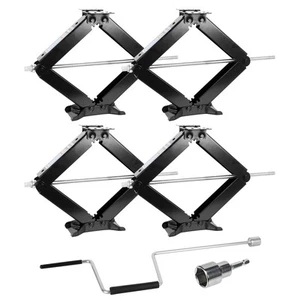 WEIZE Set of 4 RV Trailer Camper Stabilizer Leveling Scissor Jacks with Handl... - Picture 1 of 7