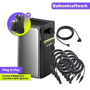EcoFlow STREAM Ultra 2000W – Autarkes Balkonkraftwerk Speicherfunktion 0% MwSt - Bild 1 von 6