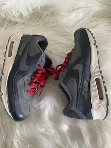 Nike Air Max 90 Flint Cool Gray Red Youth Sneaker GS Kid Size 5.5Y Women 7 - Picture 1 of 7