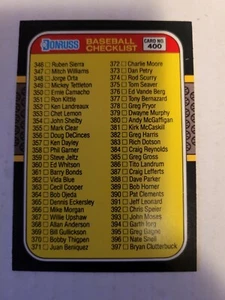 1987 DONRUSS CHECKLIST #400 NM - Foto 1 di 1