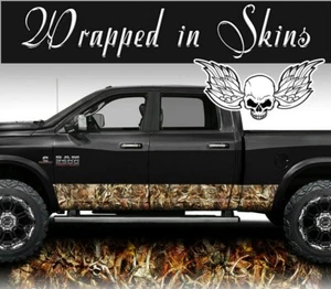 Buck Skull Blaze Camo MATTE Rocker Wrap Vinyl Truck Wrap Camouflage #008 13' - Picture 1 of 4