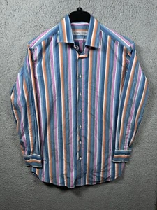 Etro Hemd Herren 43 Mehrfarbig Gestreift Freizeit Knopfleiste Made in Italy - Bild 1 von 9