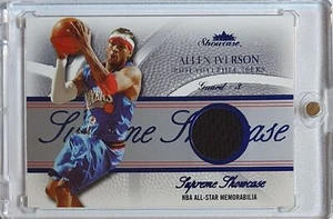 2004 Fleer Showcase Allen Iverson #PATCH BLUE /45 Game Worn Jersey - Rare - Picture 1 of 4