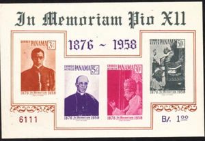 Panamá # C212a Como Nuevo NH 1959 Papa Pío XII Religión Hoja de Recuerdo (Escaneo de Stock) - Imagen 1 de 1