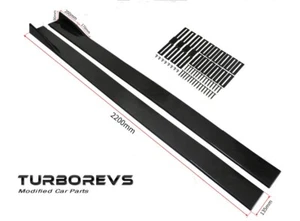 BLACK PP SIDE SKIRTS SPATS 2.2M GUARD LIP BODYKIT EXTENSION SPLITTER SS01 - Picture 1 of 5