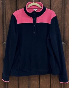 CROWN & IVY Women's Pullover Fleece 1/4 Snap Long Sleeve Pockets Large EUC - Picture 1 of 7
