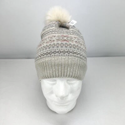 GAP Kids Beanie белый розовый синий серебряный блестящий помпон помпон новый с Ярлыками флисовая подкладка - Изображение 1 из 4