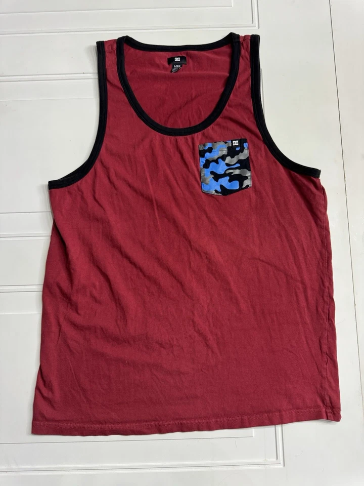 DC Shoes Tank Top Mens L Maroon Camo Pocket Sleeveless Shirt Skateboarding - Image 1 of 4