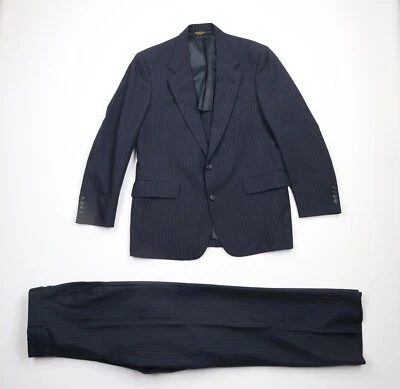 Traje De Colección Años 60 70 Palm Beach Para Hombres 40R 2 Piezas Boda Rayas Azul EE. UU. 32x31 Foto 1 de 4