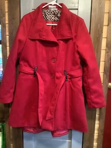 Nuvano Single Breasted Belted Coat Size Large Red Black Casual Travel NWOT - Picture 1 of 8