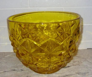 Honey Gold Geometric Design Glass Large Serving Salad Bowl 8" Diameter x 6" Deep - Picture 1 of 9