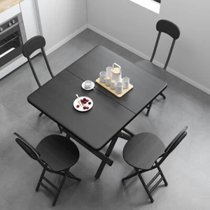 Folding Breakfast Bar Dining Table & 2 4 Stool Chairs Set Kitchen Space Saver UK - Picture 1 of 42