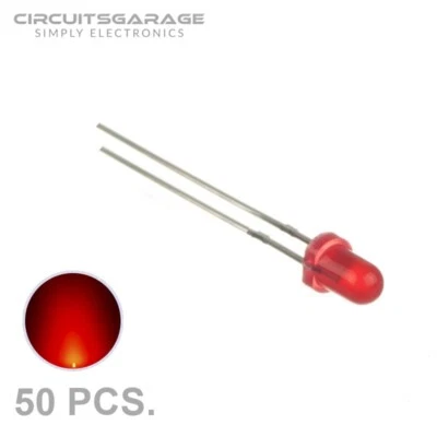 CIRCUITSGARAGE 50 X 3mm Bright Colored Red Light Emitting Diode LED Bulb - USA
