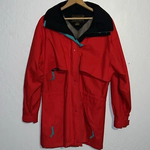 Vintage Eddie Bauer Gore-tex Jacket 90s Rain Coat Parka Hooded Womens Size Med ✅ - Picture 1 of 10