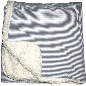 SL Home Fashions Babydecke blau weiß Baumwolle Streifen Sherpa Rücken 2-lagig 119741 - Bild 1 von 3