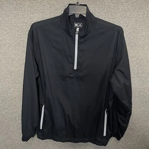 Adidas Climaproof Windbreaker Men’s Large Jacket 1/4 Quarter Zip Black - Picture 1 of 13