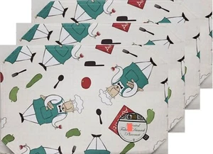 SET OF 3 SAME LINEN FABRIC PLACEMATS (12"x18") GREEN FAT CHEF BON APPETIT #1,BH - Picture 1 of 18