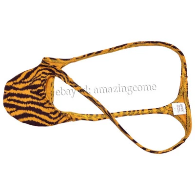 Men's Tiger Stripe Micro Thong Underwear Posing Tangas Tiny Slip Swim G-string - Image 1 of 2