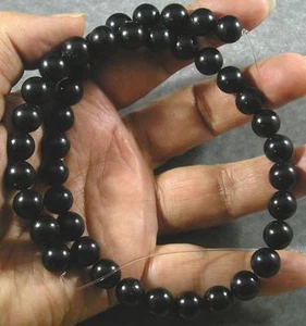 Natural Jet Lignite Loose Beads 10mm round gemstone 16" Top Quality Mongolia - Picture 1 of 4