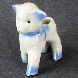 Easter Lamb Vase Vintage Planter Mid Century Baby Shower Decor Boy Blue Nursery - Picture 1 of 12