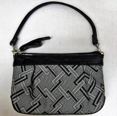 Bolso sin asas gris gris negro de tela con asa desmontable Van Heusen geométrico Foto 1 de 3