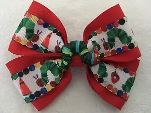 Arco de pelo para niñas 4" de ancho muy hambriento oruga rojo grano grueso barrette francesa 2 - Imagen 1 de 3
