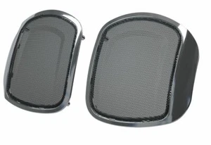 Genuine Indian PowerBand™ Audio - Classic Saddlebag Speaker Grills - Chrome - Foto 1 di 2