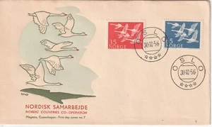 Norway FDC first day cover 1956 Nordens Dag Swan . - Picture 1 of 1
