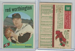 1959 Topps Baseball, #28 Al Worthington, San Francisco Giants - Bild 1 von 1