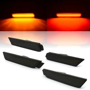 Smoked Red Amber LED Side Marker Light Lens Set For 2010-2015 Chevrolet Camaro  - Picture 1 of 12
