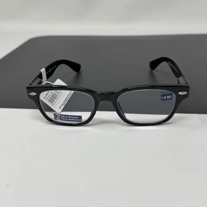 Peepers 2485 Clark Focus Black Reading Glasses +2.50  Blue Light Filtering - Picture 1 of 7